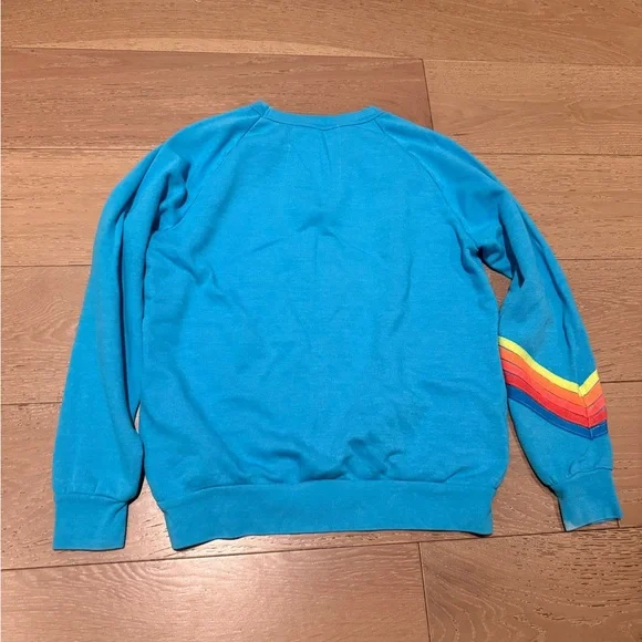 Aviator Nation Turquoise Pullover with Pink Lightning Bolt - Picture 2 of 3